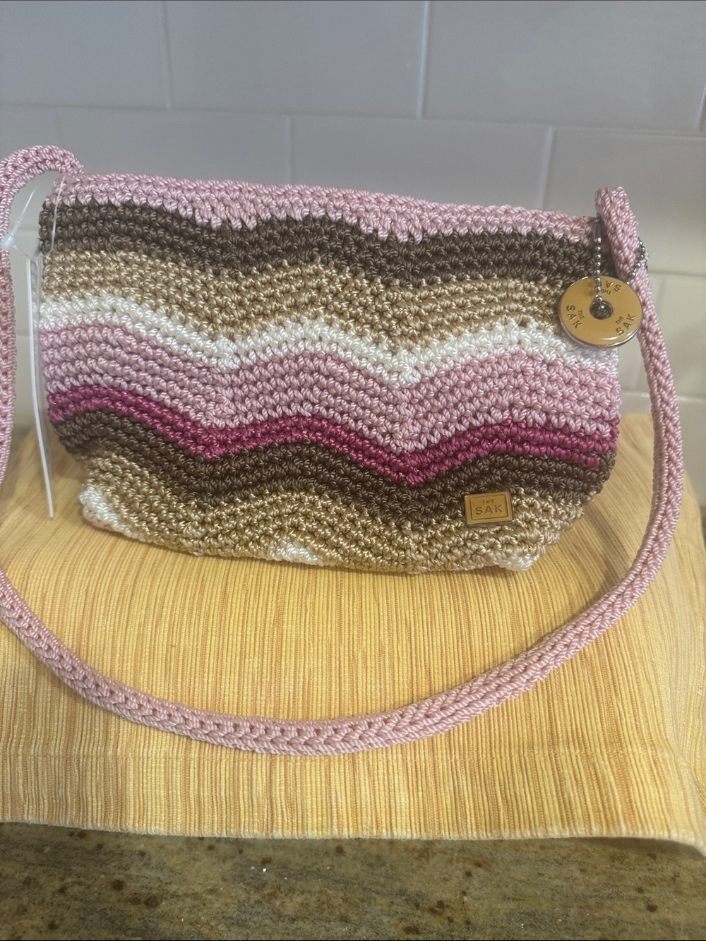 The Sak Pink Brown Multi Crochet Wave Crossbody - Picture 11 of 13